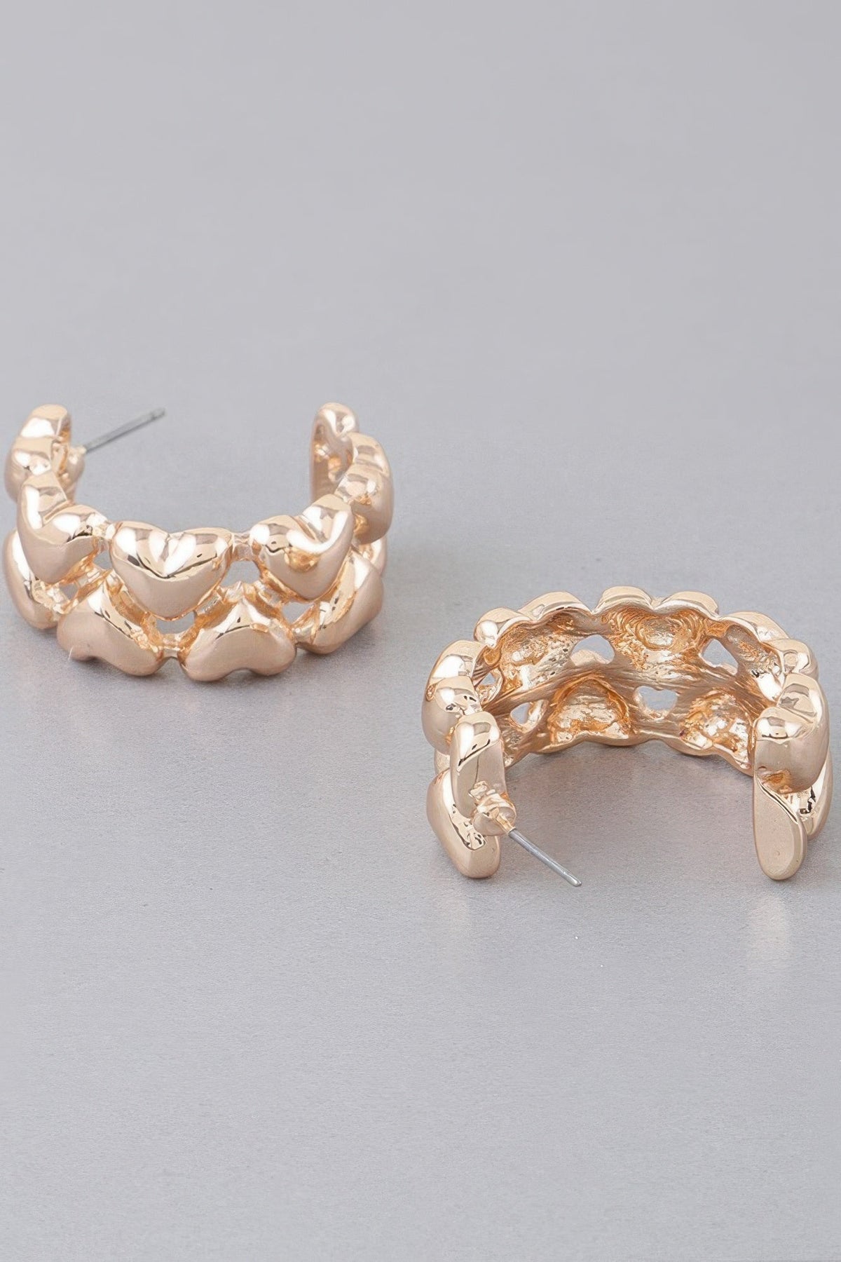 Twin Hearts Hoop Earrings