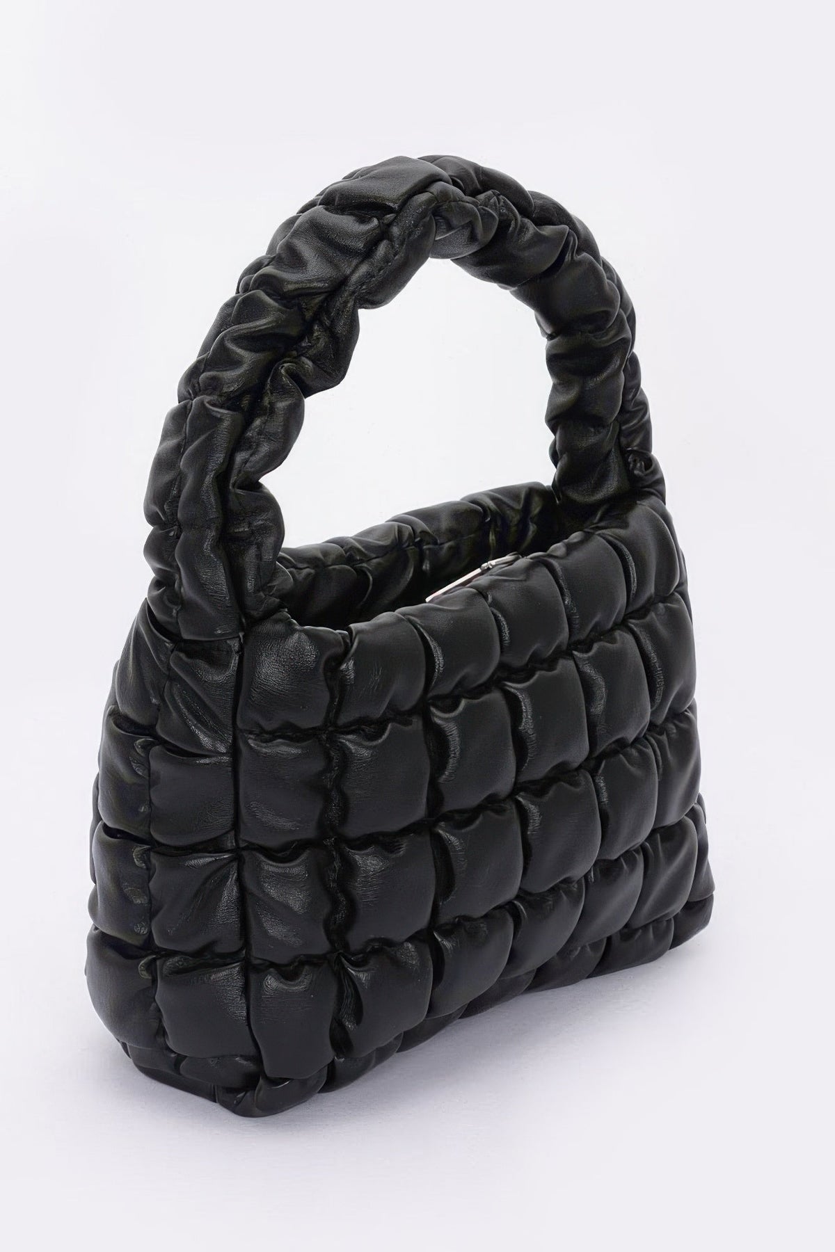 Quilted Faux Leather Padded Handle Bag