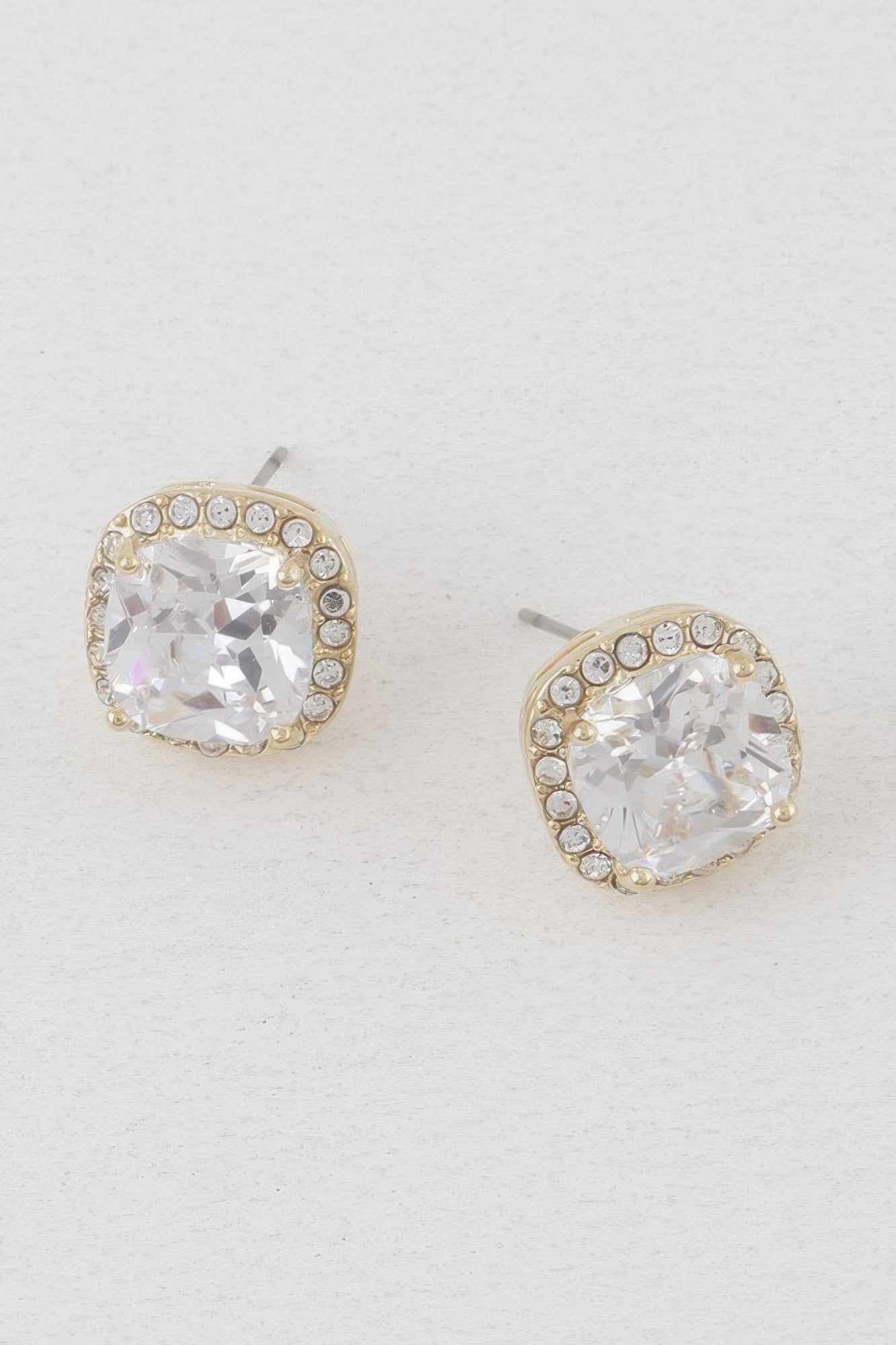 Rounded Square Rhinestone Earrings