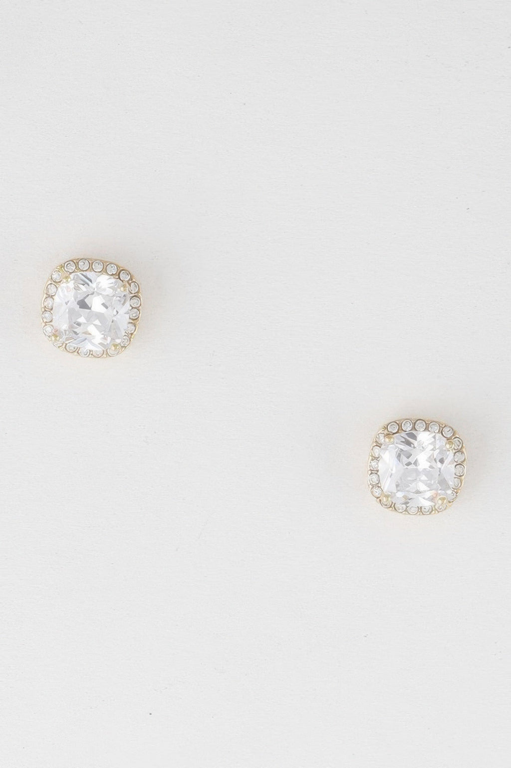 Rounded Square Rhinestone Earrings