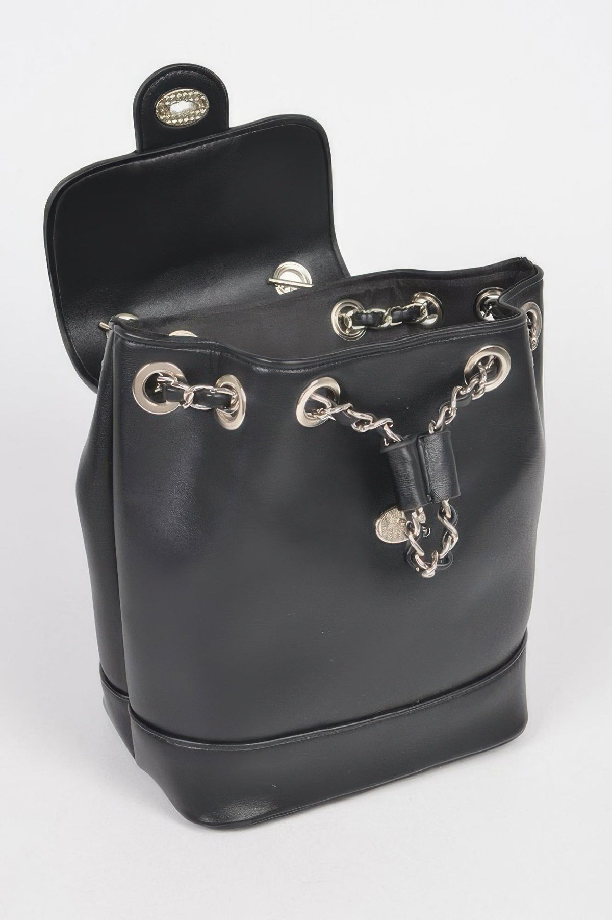 Faux Leather Flap Backpack
