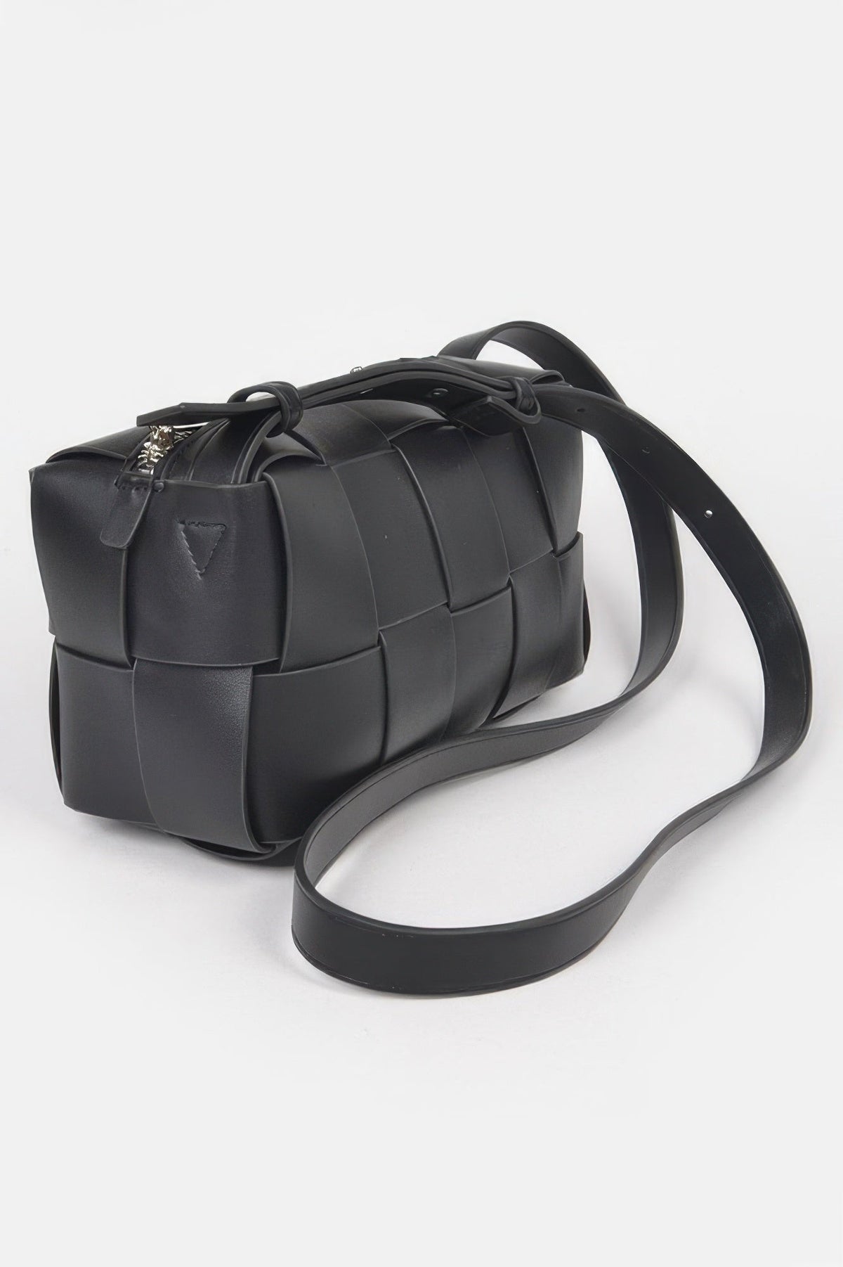 Faux Leather Braided Zip Bag