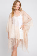 Floral Lace Kimono With Tassel