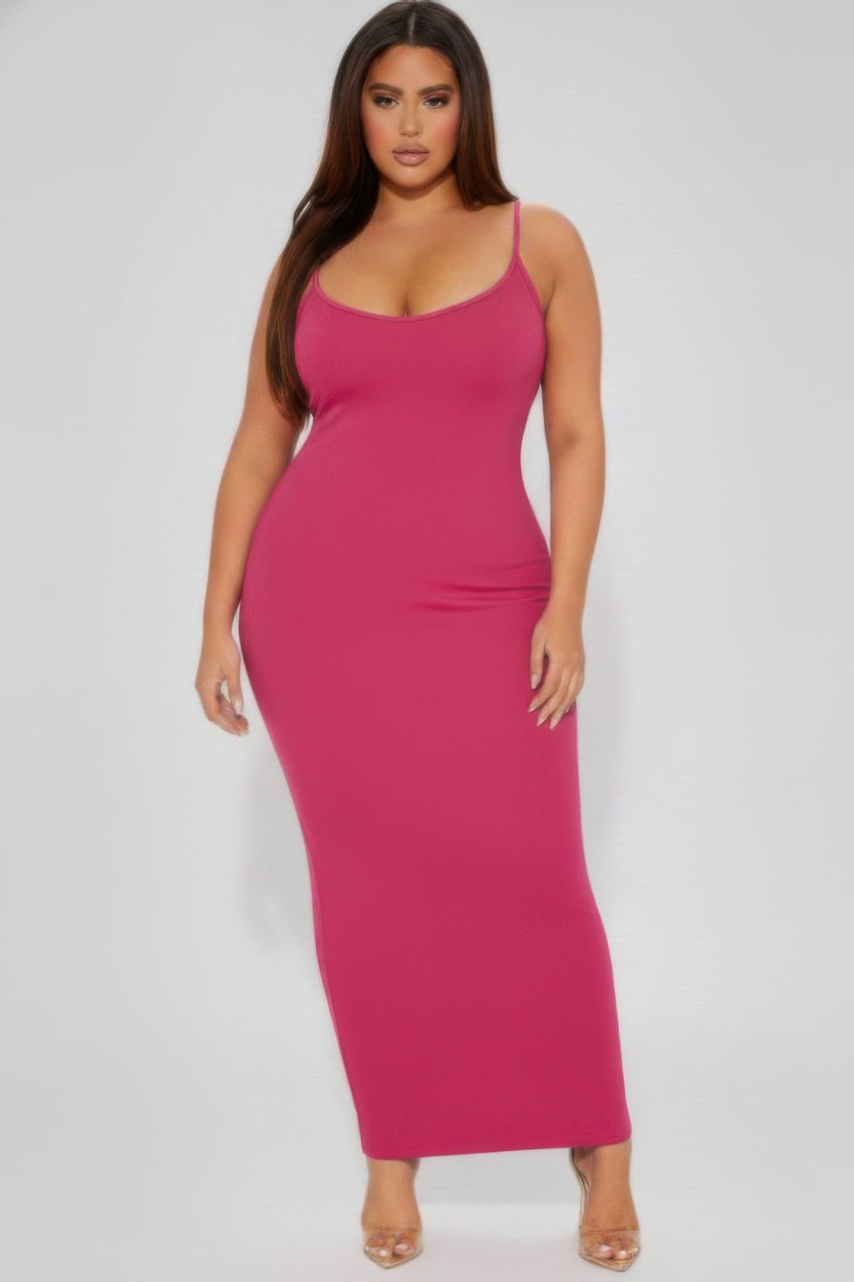 Plus Ribbed Mermaaid Hem Cami Dress