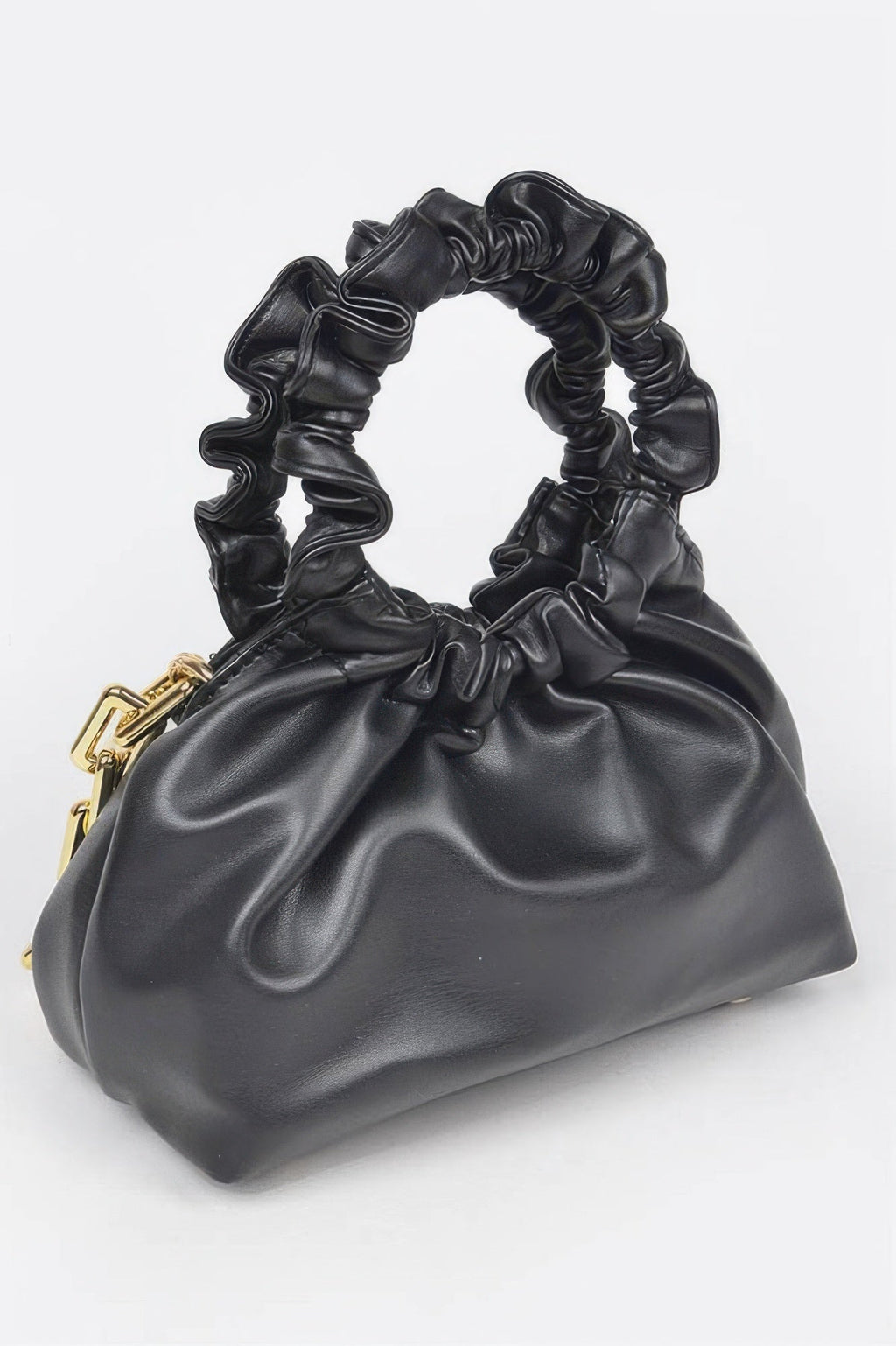 Faux Leather Pleated Chain Bag