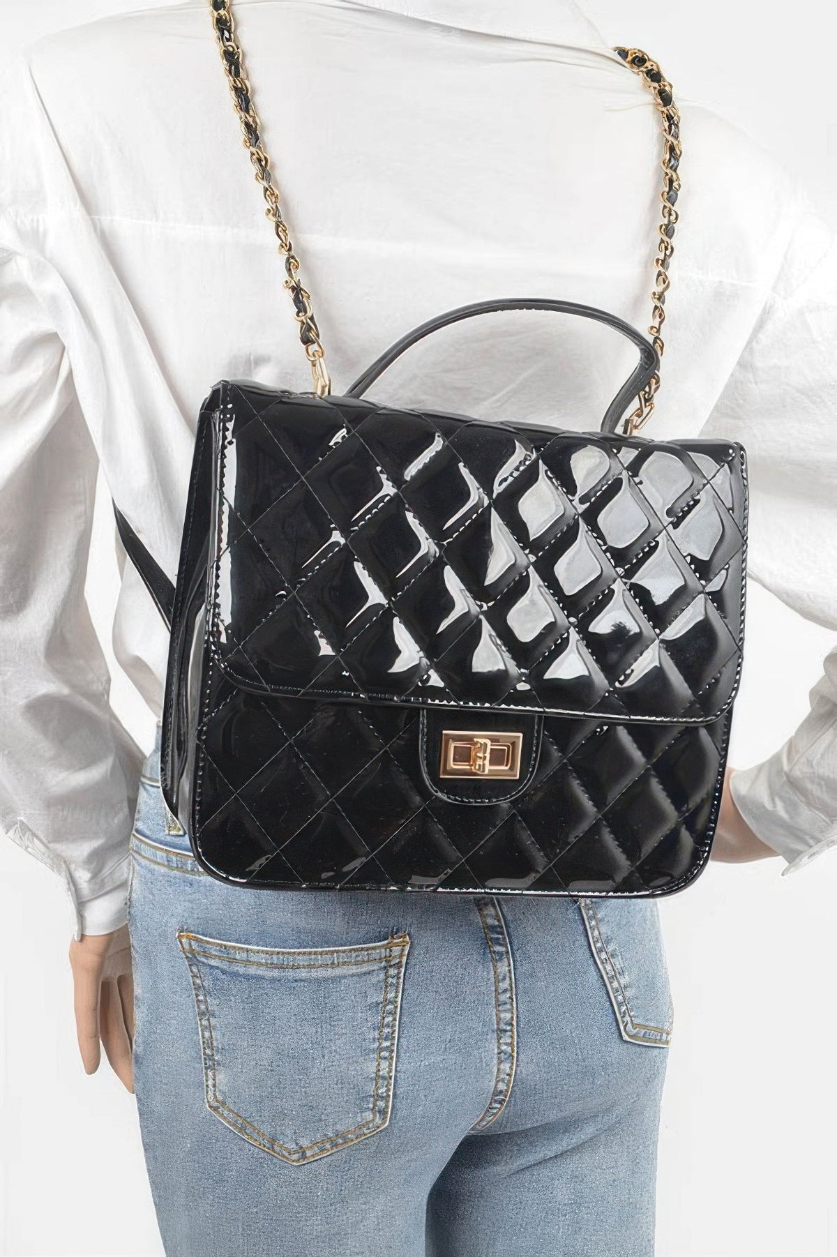 Quilted Enamel Backpack