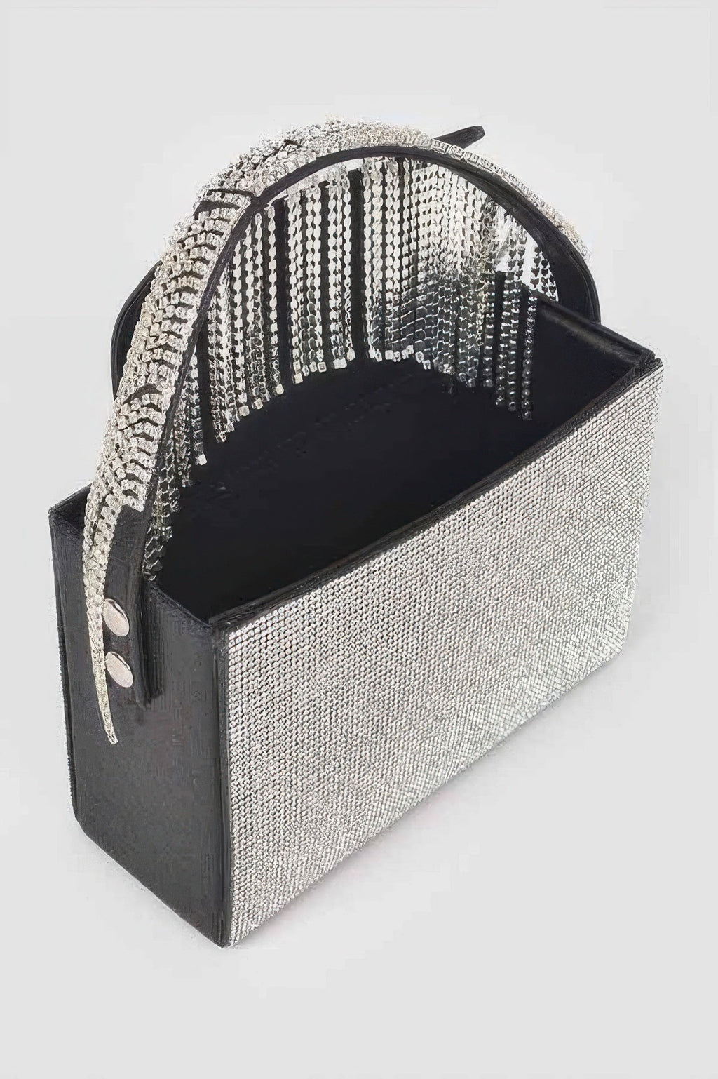 Rhinestone Box Clutch W/rhinestone Fringe Handle