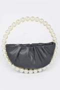 Vegan Metallic Leather Top Handle Bag W/stones