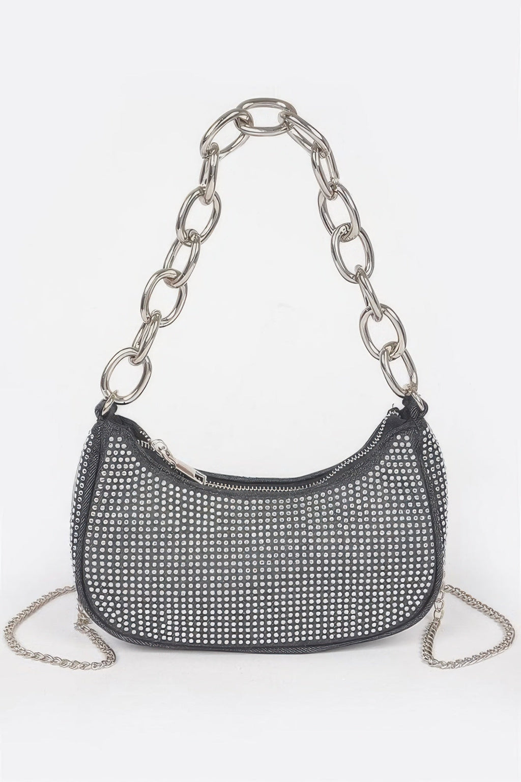 Hot Fix Stone Small Hobo Bag W/chain