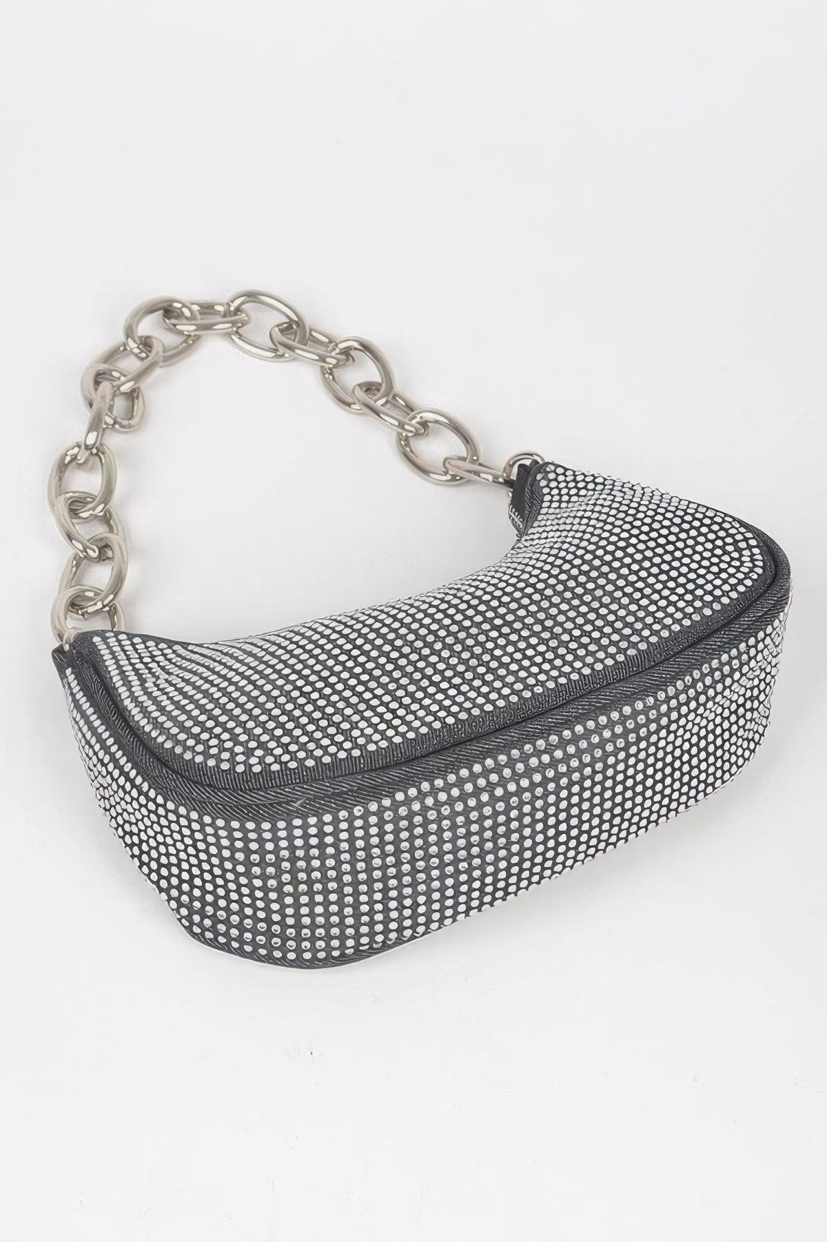 Hot Fix Stone Small Hobo Bag W/chain