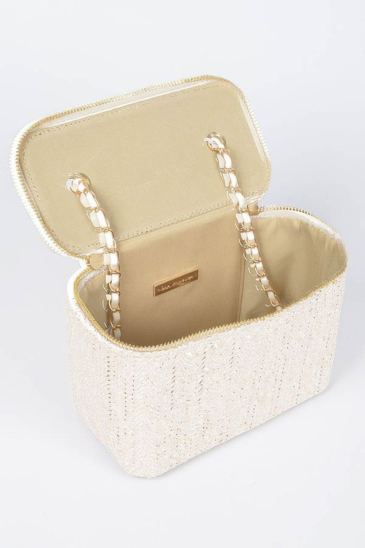 Faux Straw Cosmetic Case Bag