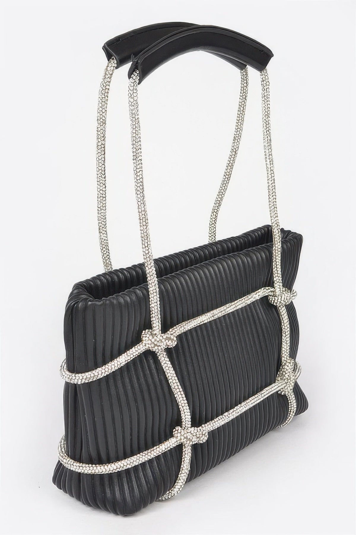 Rhinestone Strap Zip Clutch Bag
