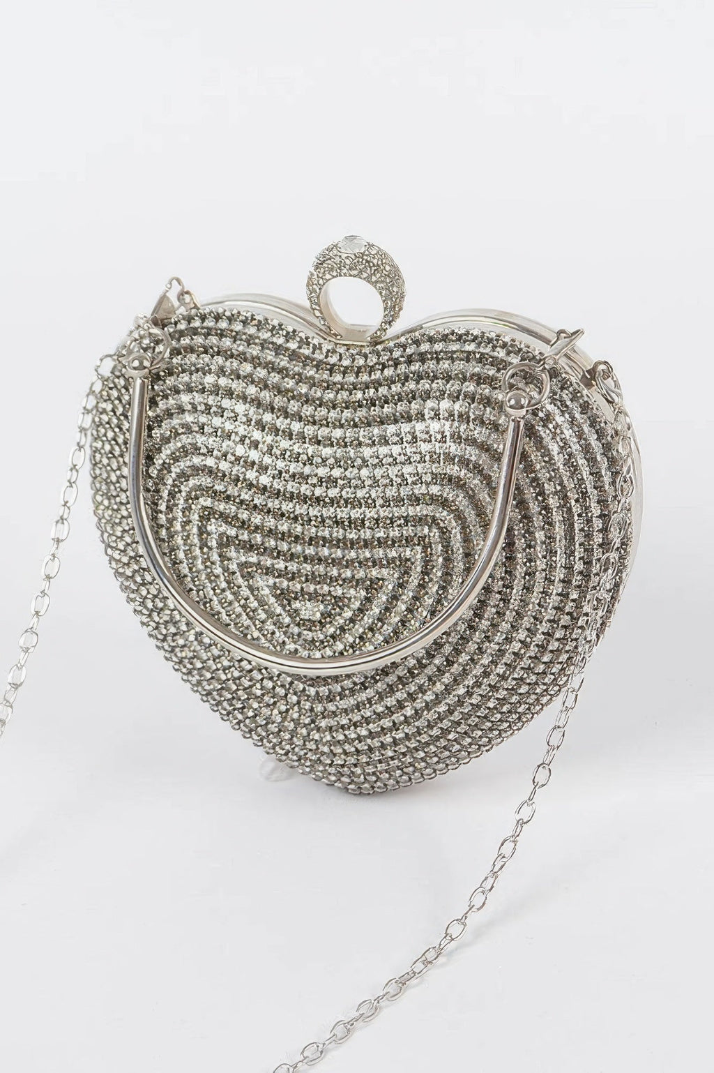 Rhinestone Heart Shape Party Clutch