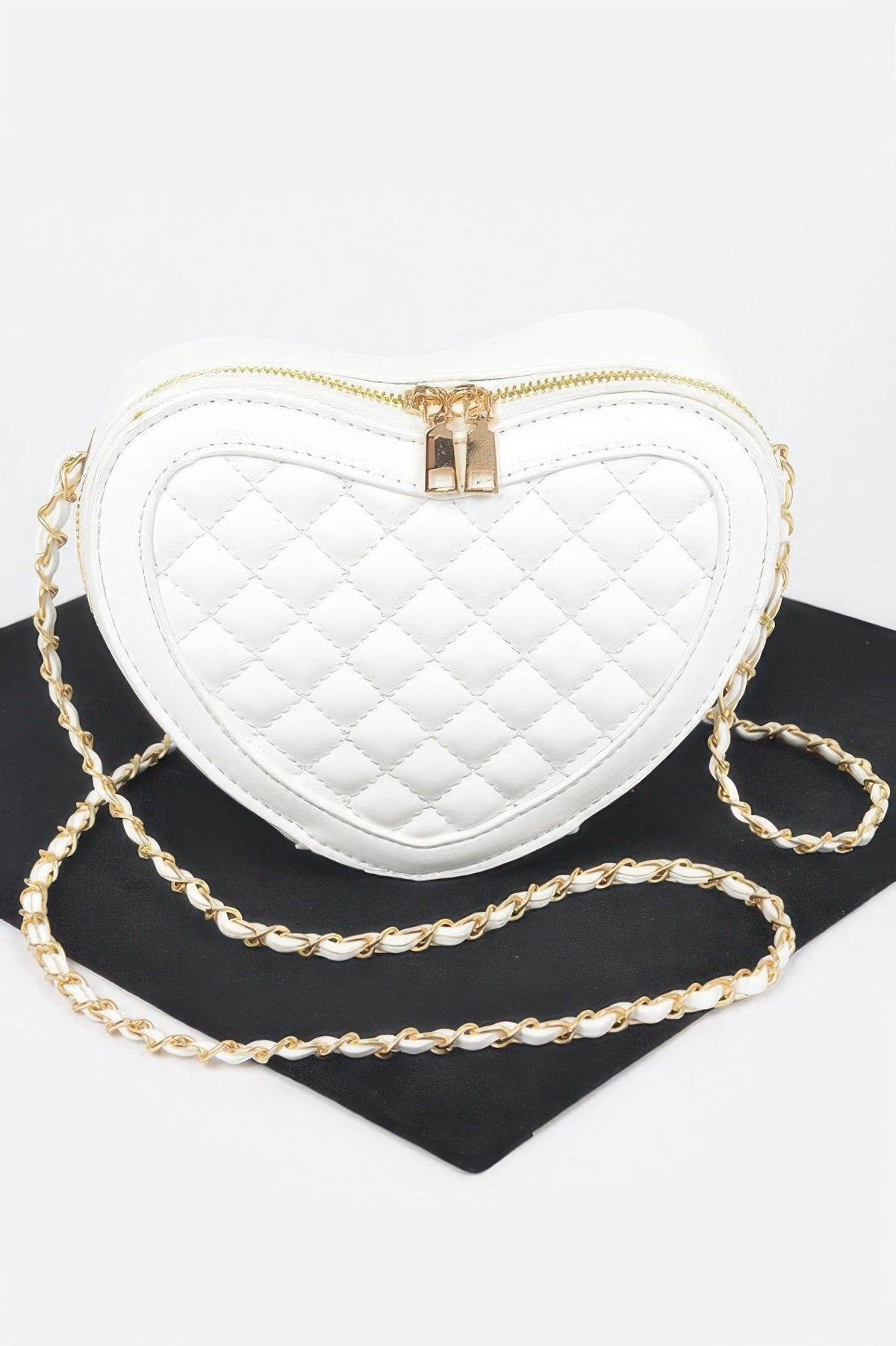 Quilted Heart Shape Crossbody Bag