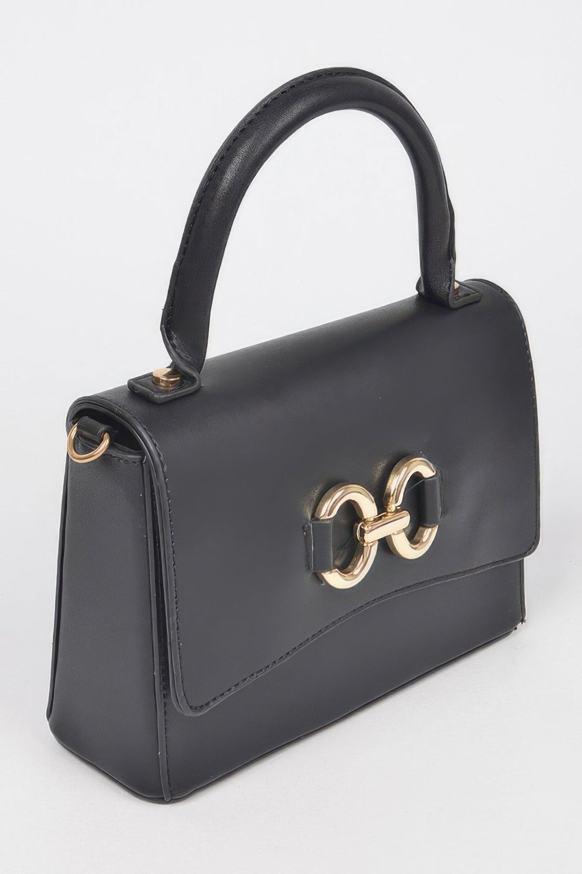 Faux Leather Top Handle Bag