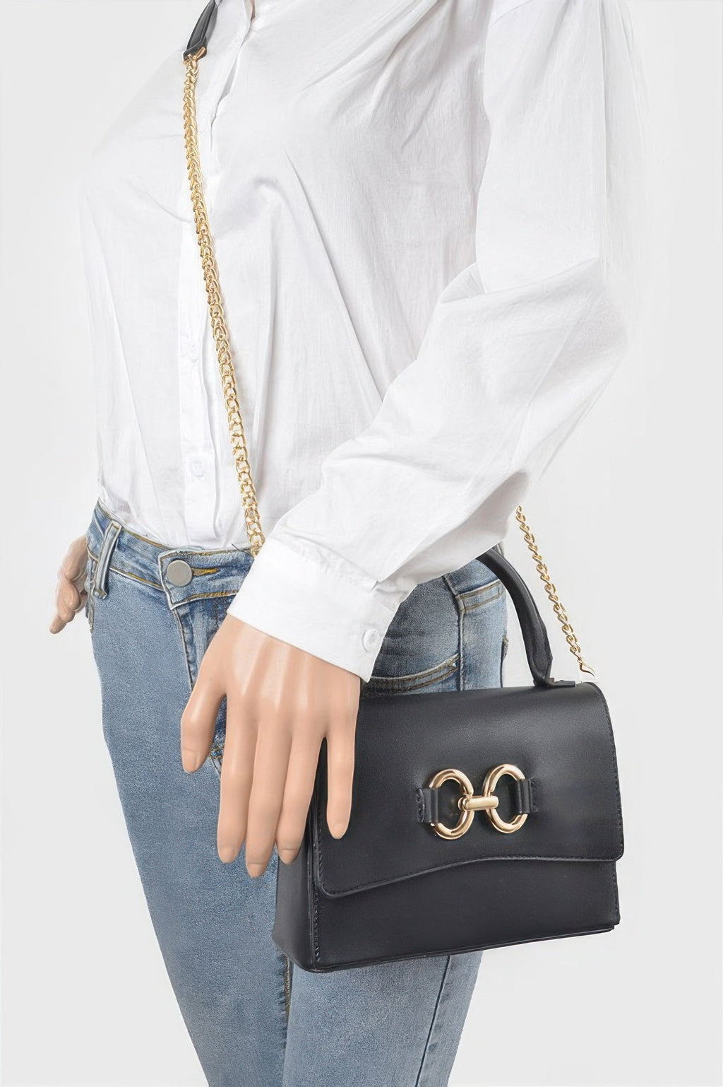Faux Leather Top Handle Bag