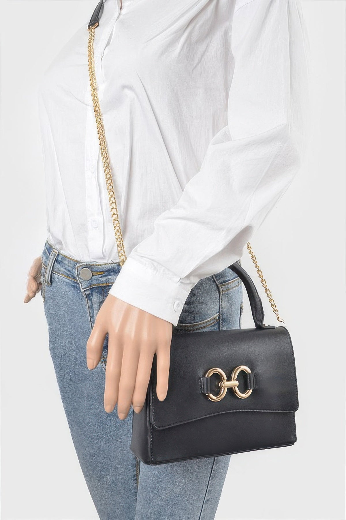 Faux Leather Top Handle Bag