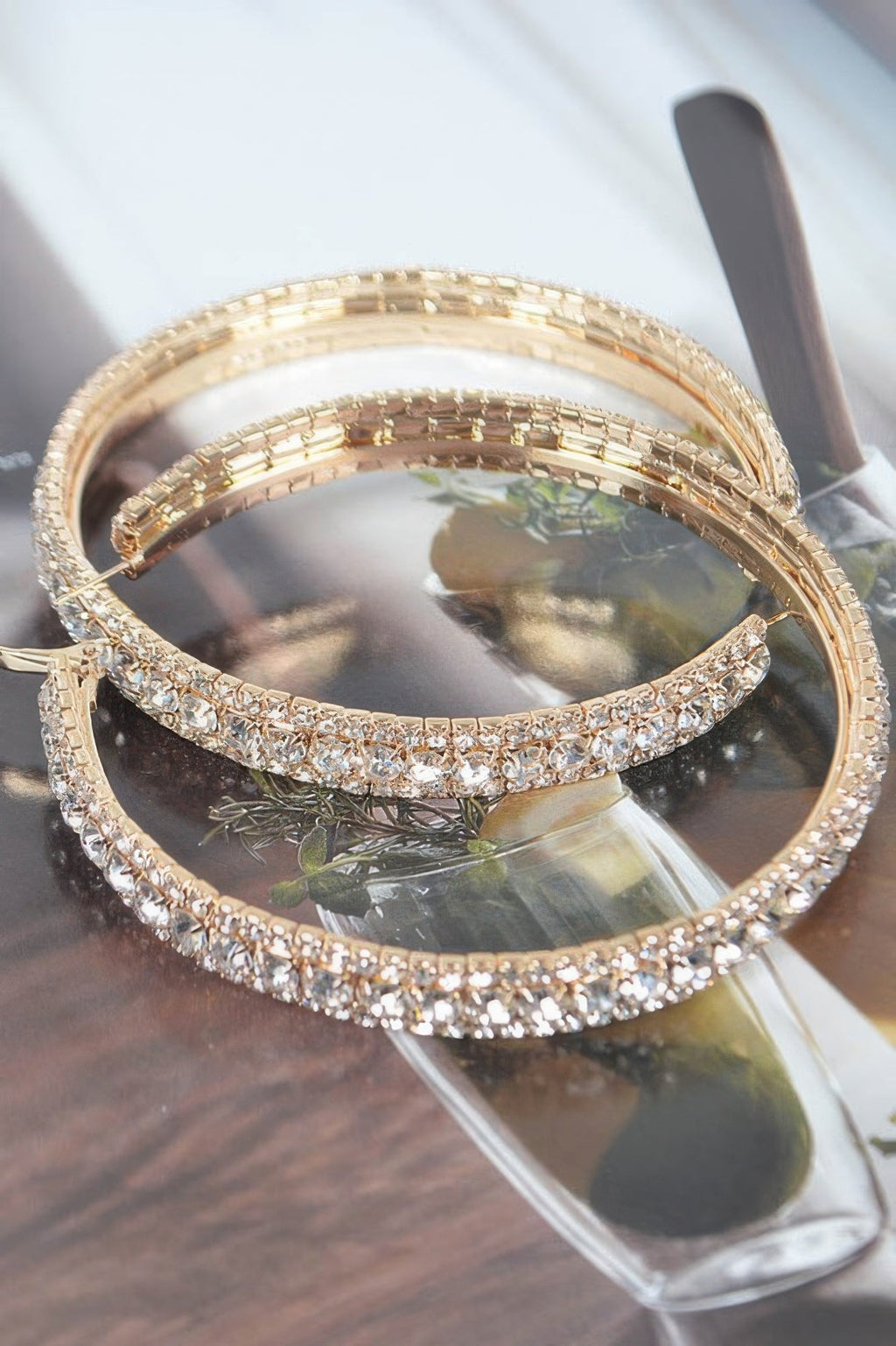 Multi Rhinestone 80mm Hoop Earrings