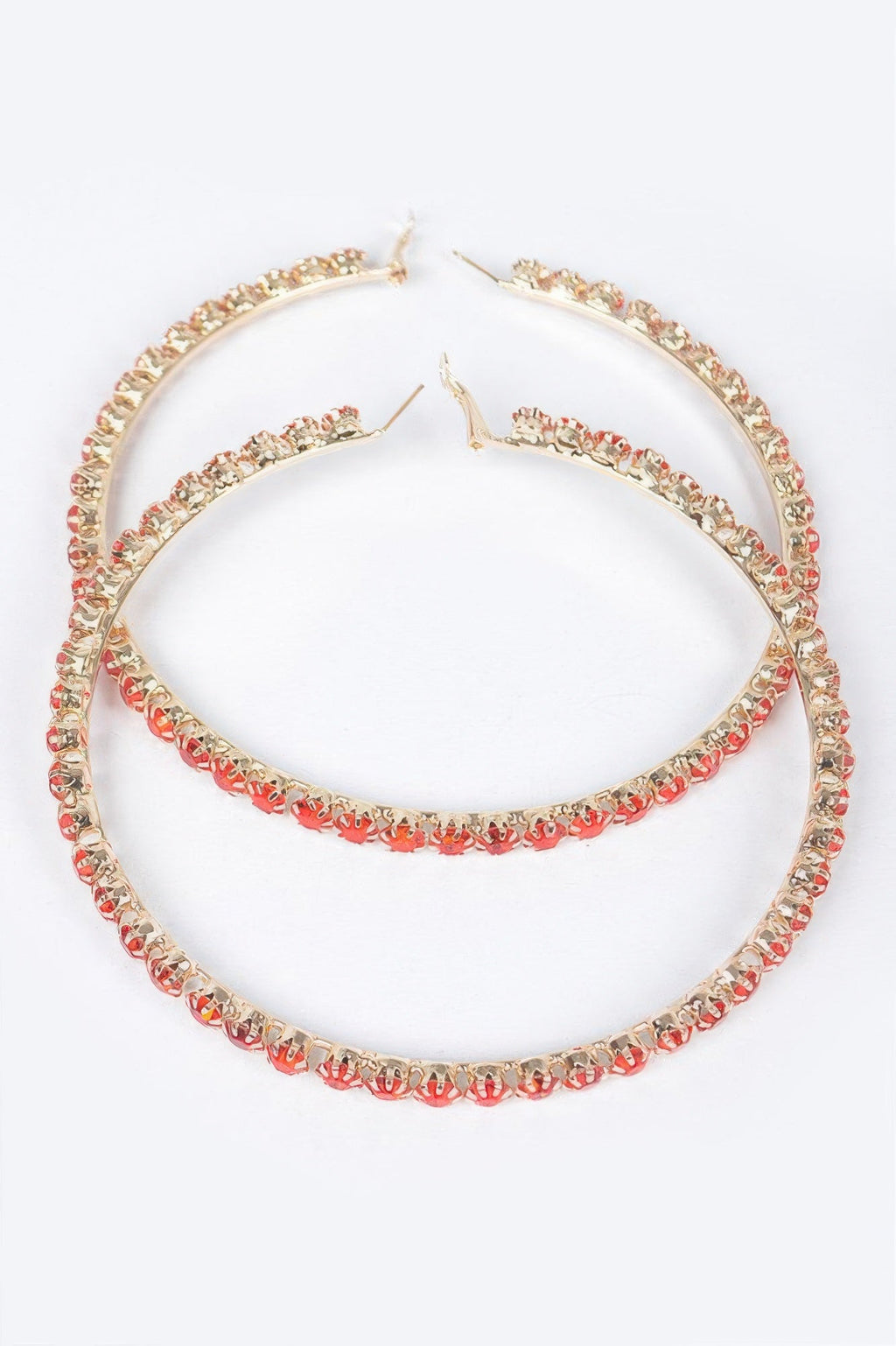 Upside Down Multi Rhinestone Hoop Earring