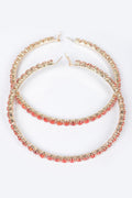 Upside Down Multi Rhinestone Hoop Earring