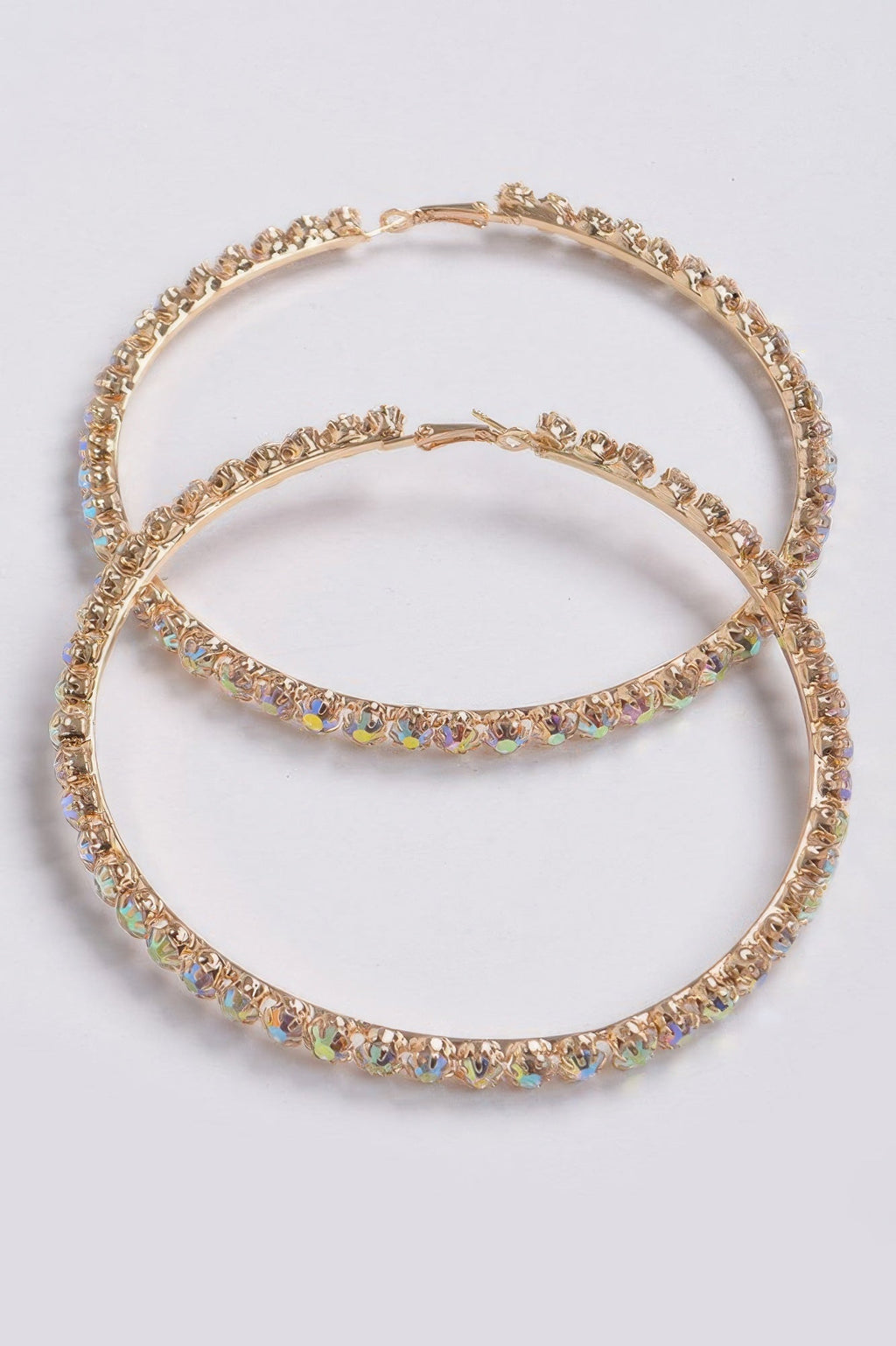 Upside Down Multi Rhinestone Hoop Earring