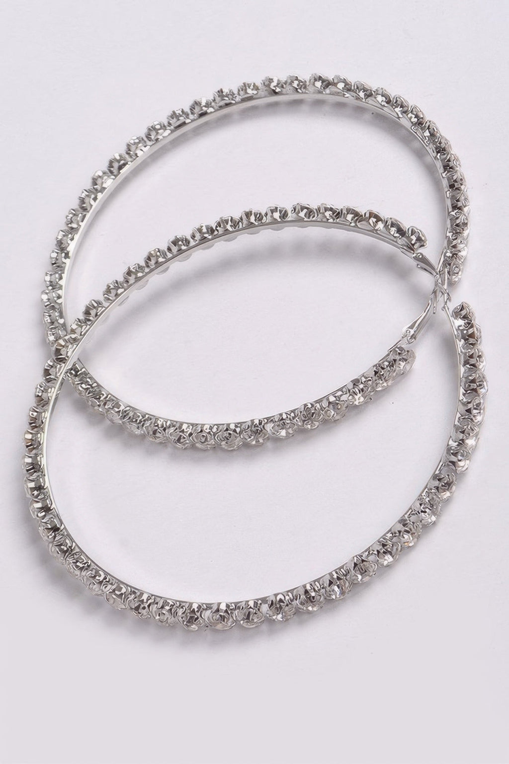 Upside Down Multi Rhinestone Hoop Earring