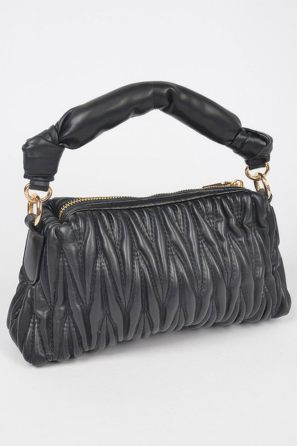 Quilted Faux Leather Top Handle Bag
