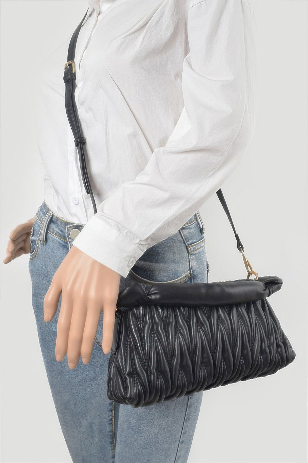 Quilted Faux Leather Top Handle Bag