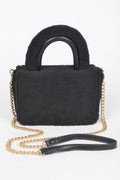 Faux Fur Top Handle Clutch Bag