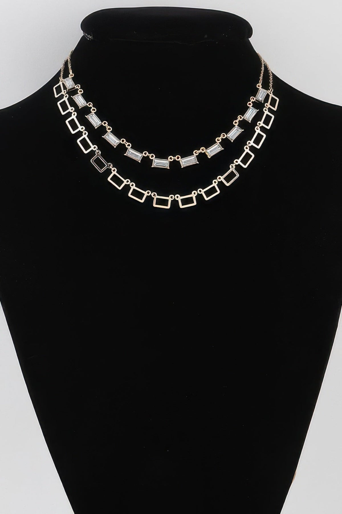 Multi Square Crystal Charm Necklace