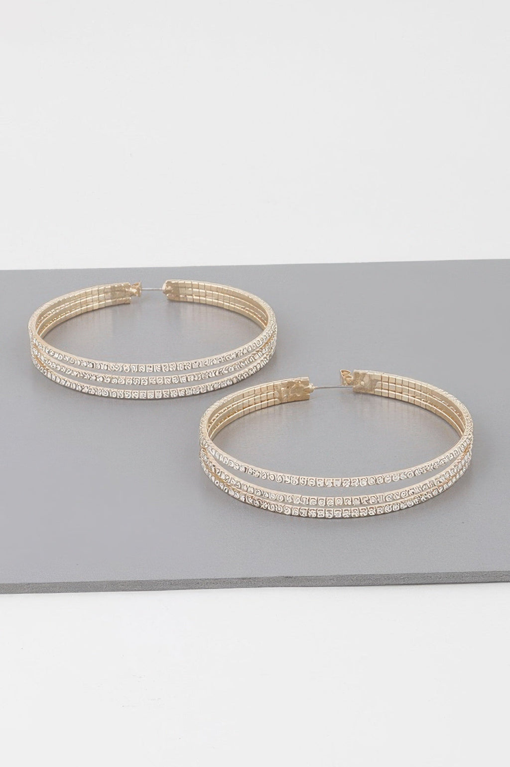 Wide Triple Jewel Hoop Earrings