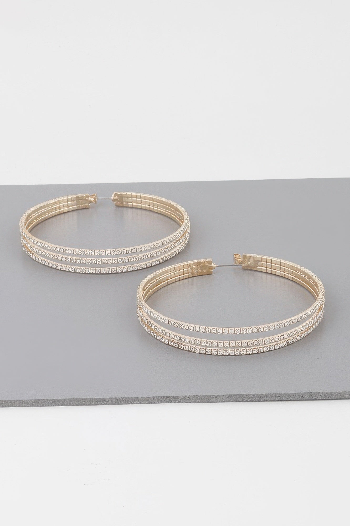 Wide Triple Jewel Hoop Earrings