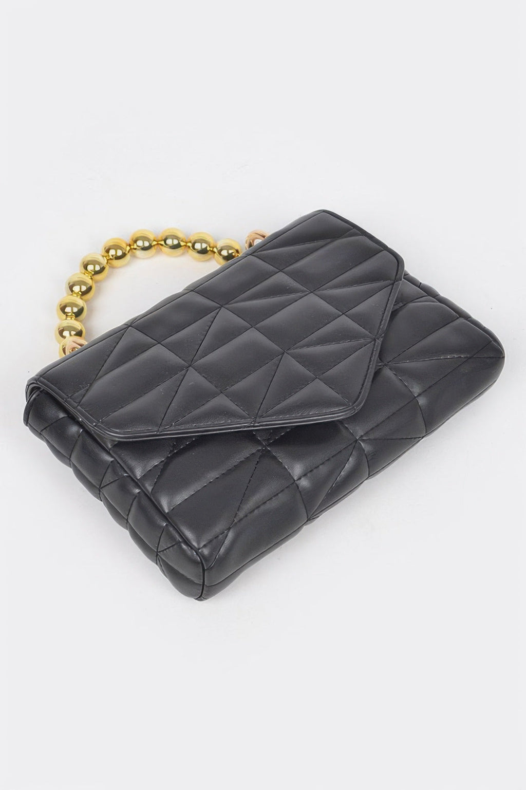 Quilted Faux Leather Flap Ball Chain Bag