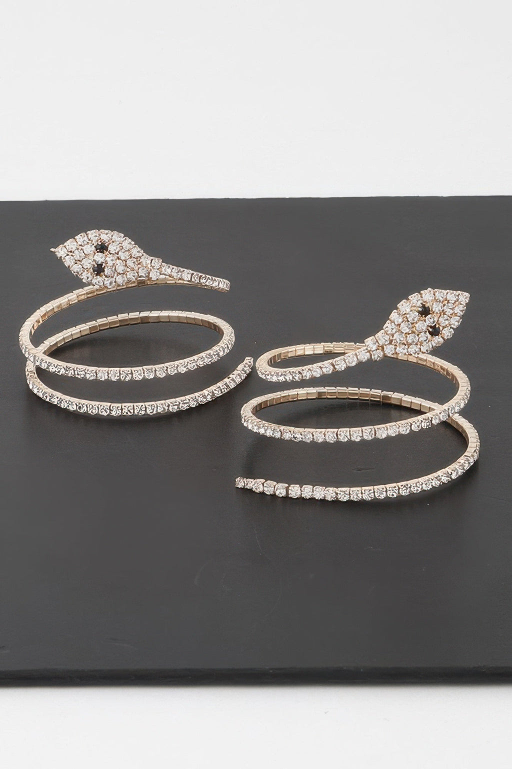 Twin Rhinestone Snake Earrings