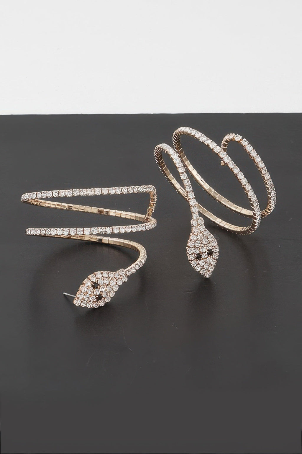 Twin Rhinestone Snake Earrings