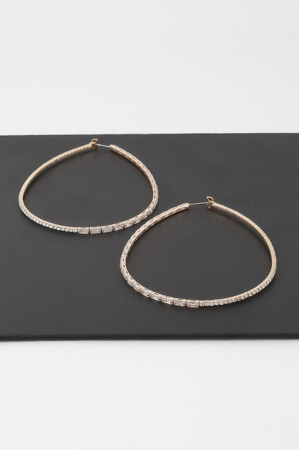 Large Rhinestone Oval Hoop Earrings