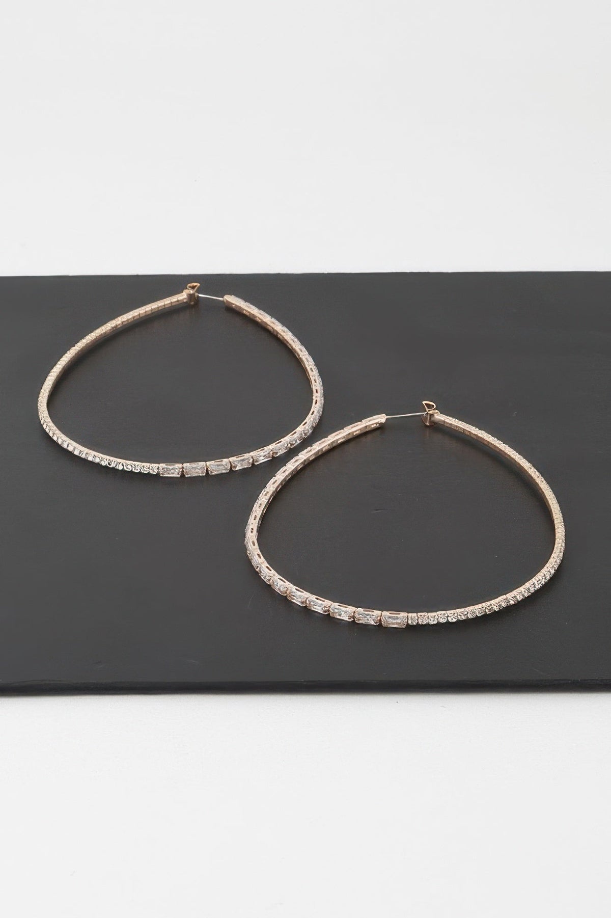 Large Rhinestone Oval Hoop Earrings