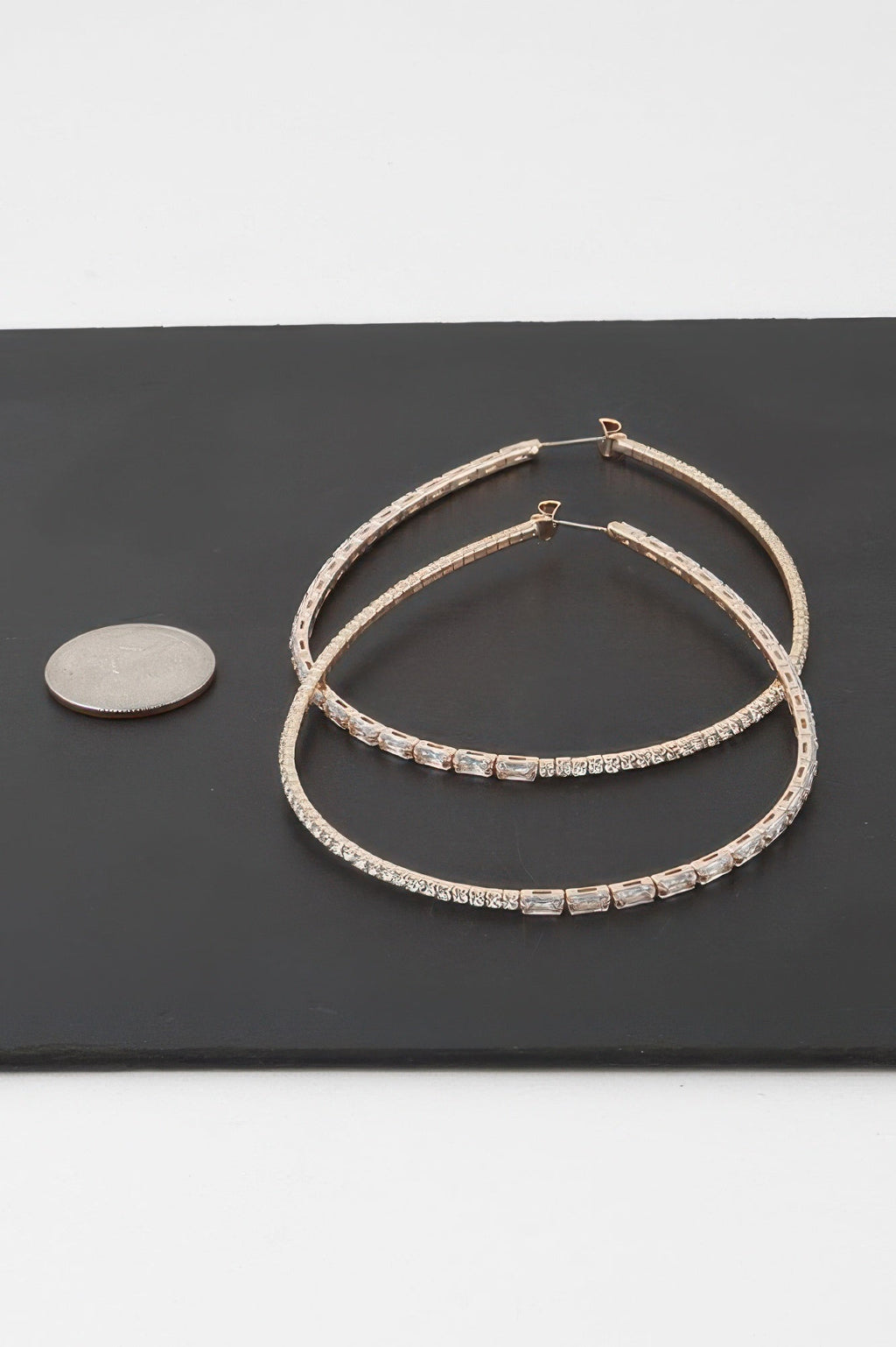 Large Rhinestone Oval Hoop Earrings