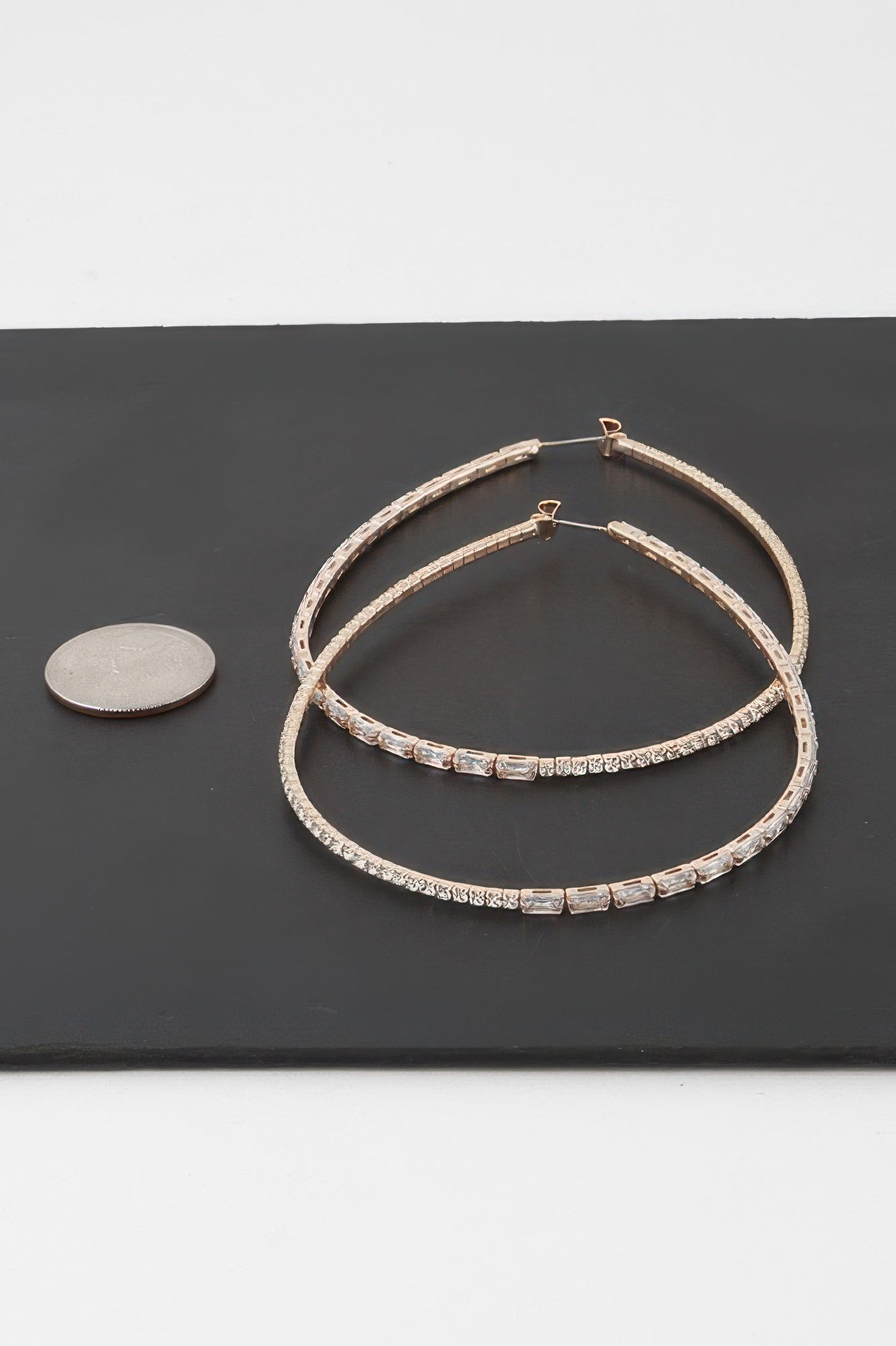 Large Rhinestone Oval Hoop Earrings