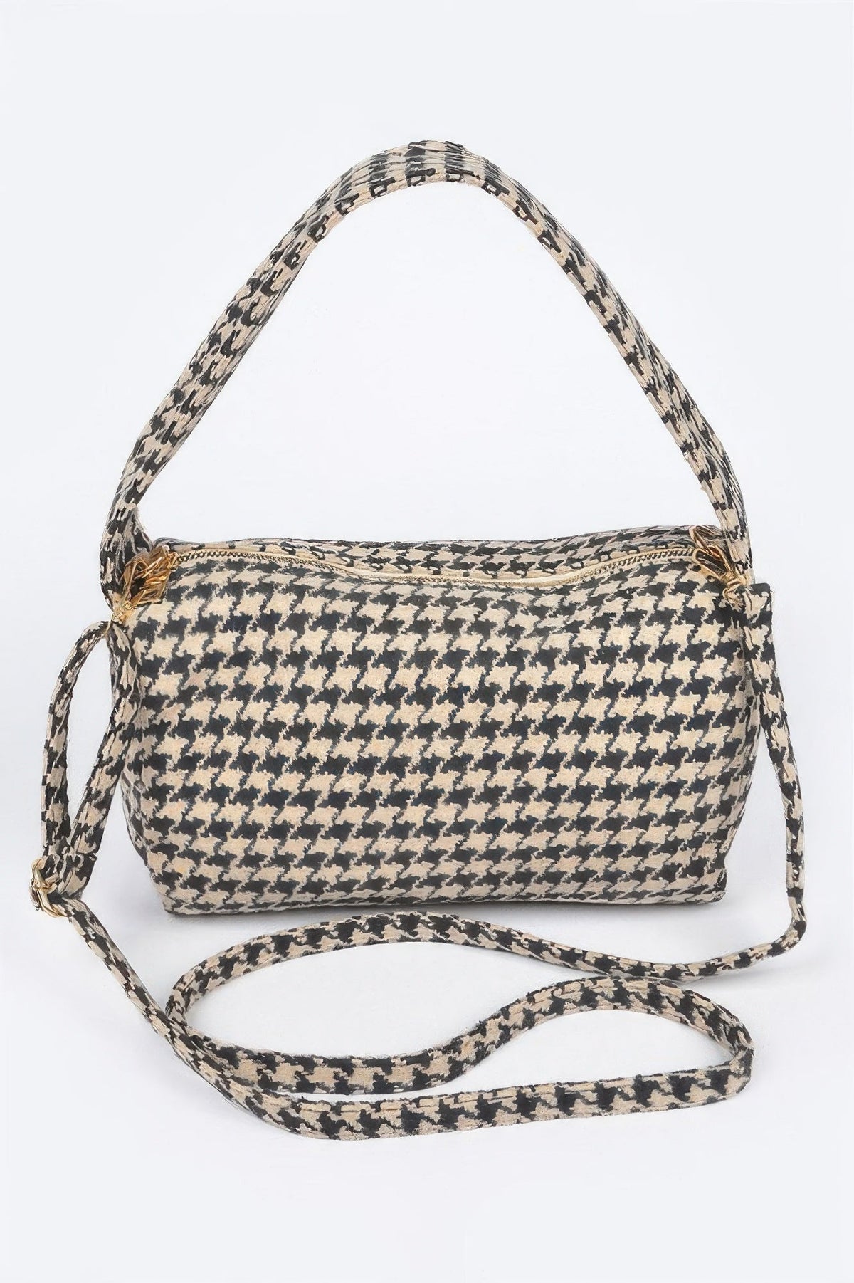 Houndstooth Knit Shoulder Bag