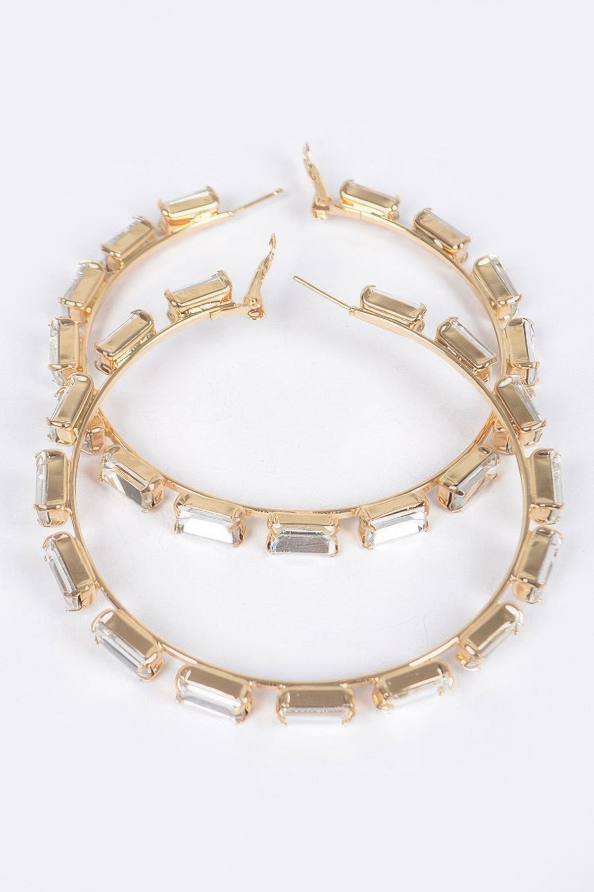 Rectangle Rhinestone Hoop Earring