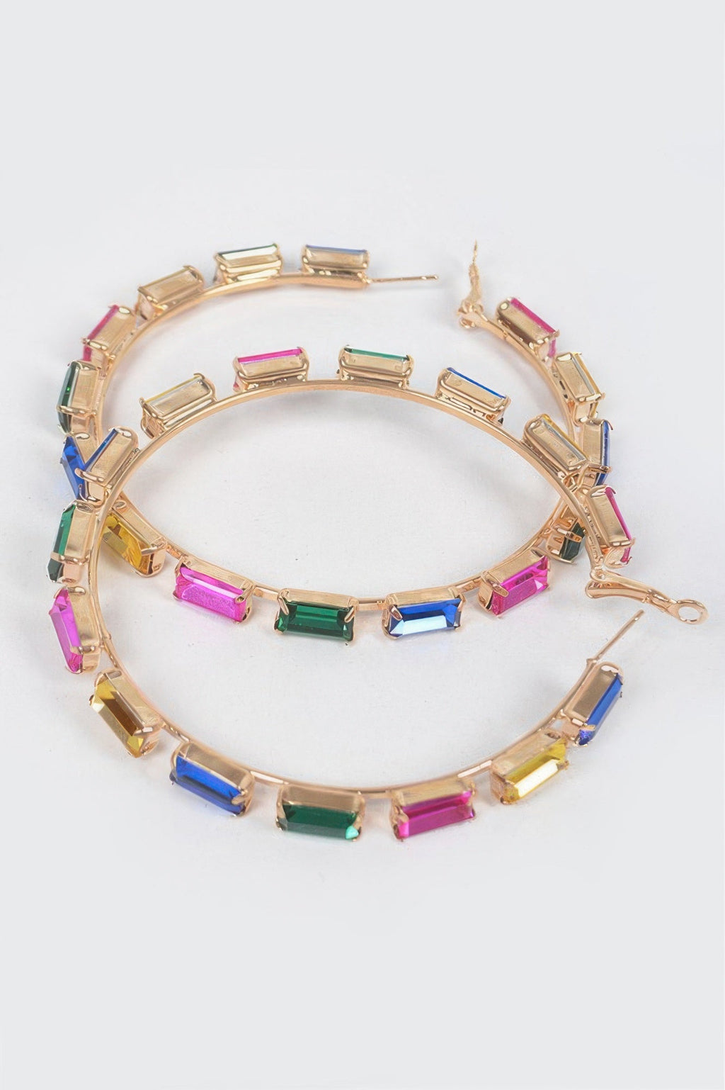 Rectangle Rhinestone Hoop Earring