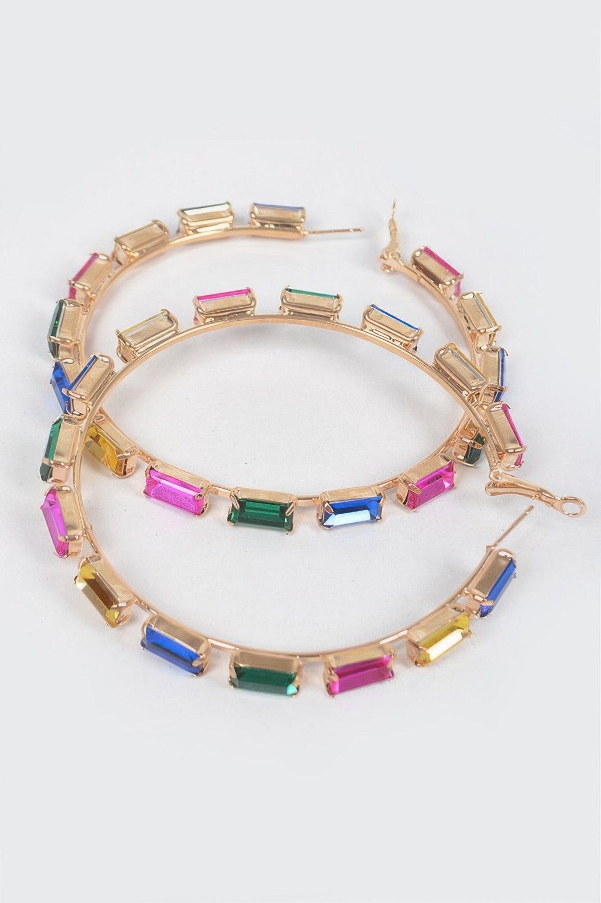 Rectangle Rhinestone Hoop Earring
