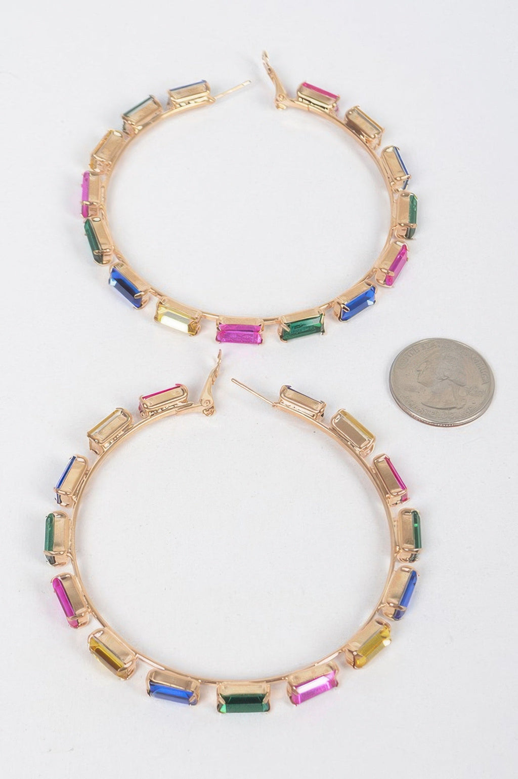 Rectangle Rhinestone Hoop Earring