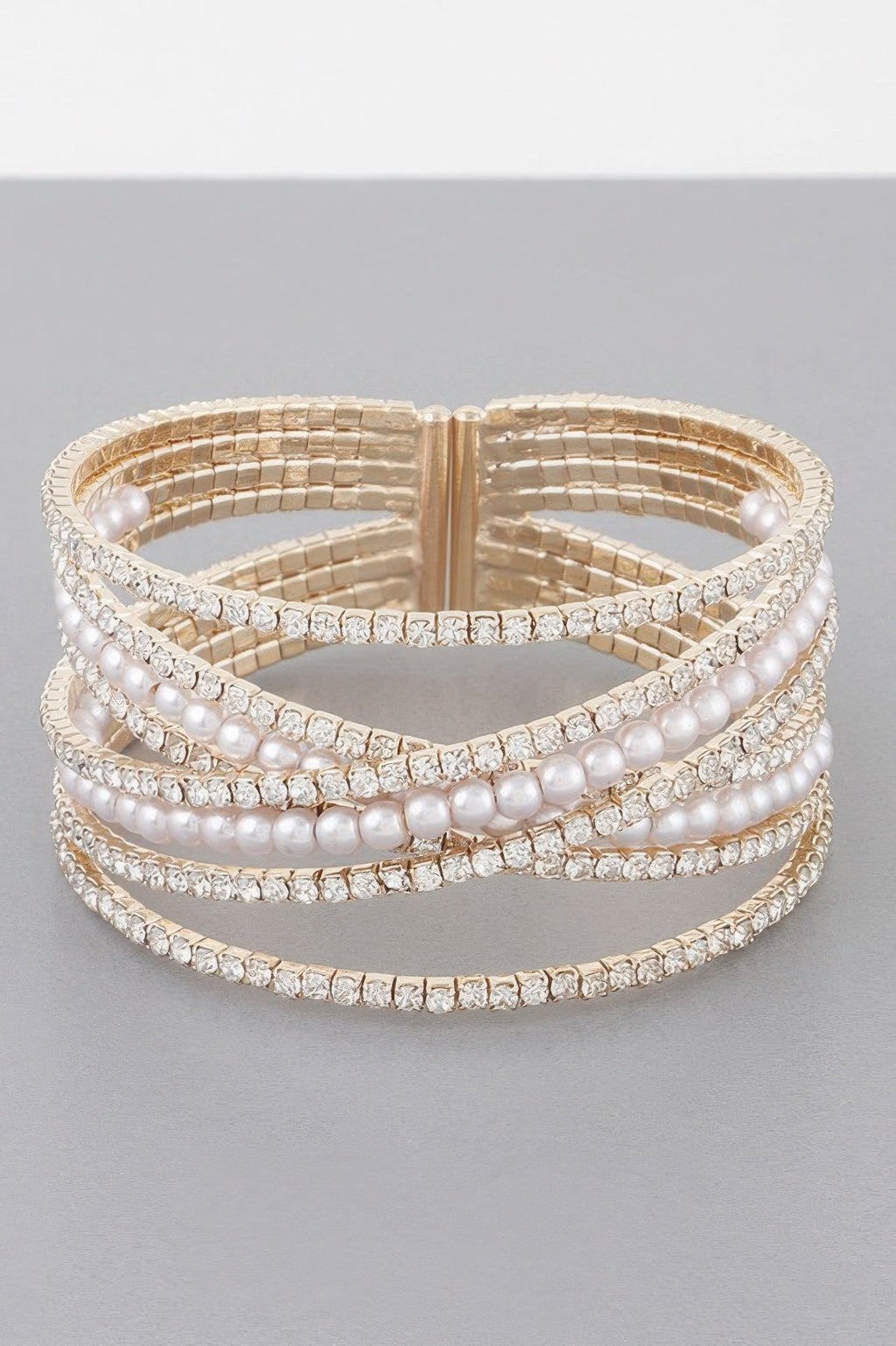 Multi Cross Jewel Cuff Bracelet