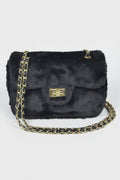 Faux Wool Flap Shoulder Bag
