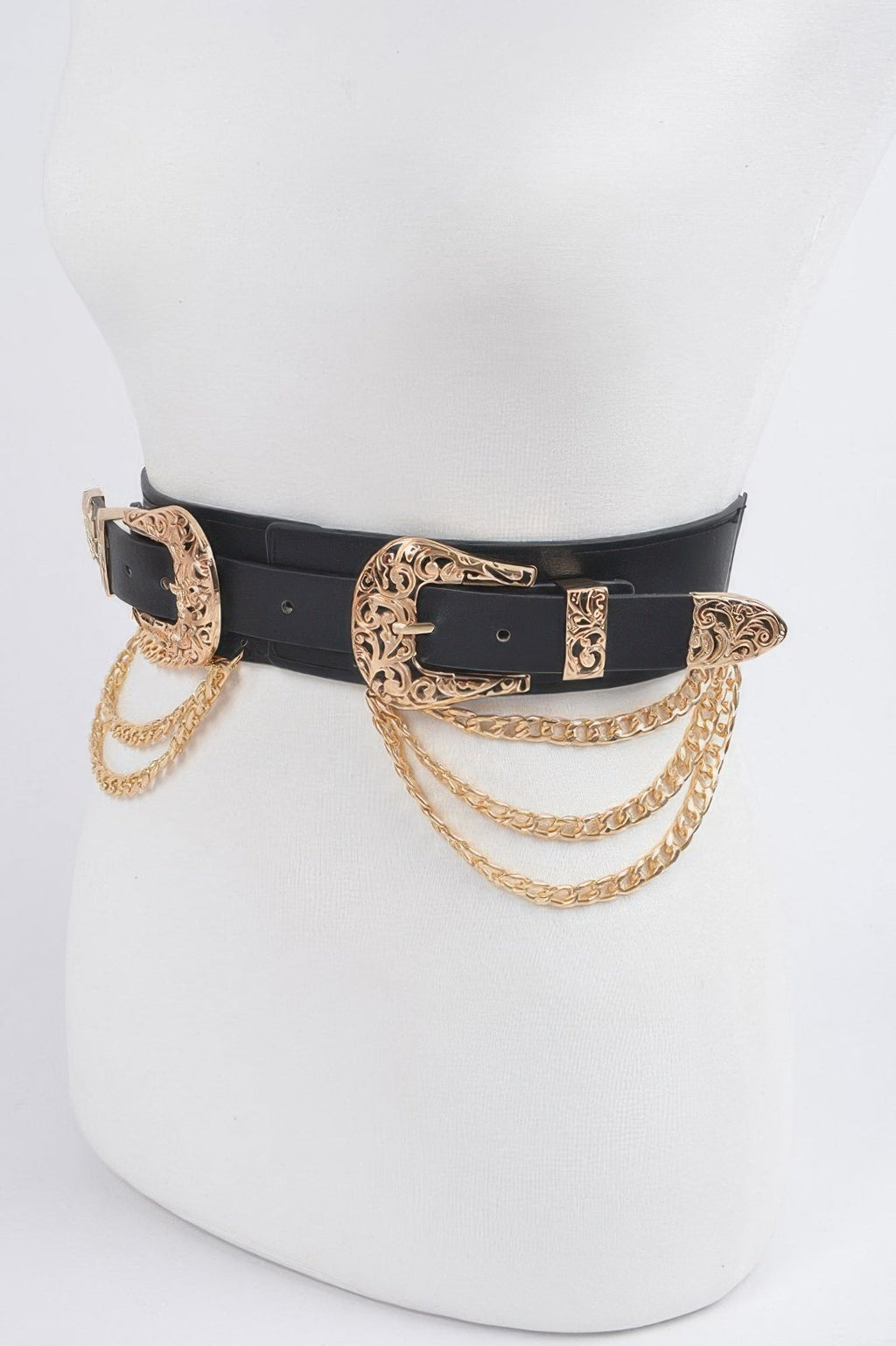 Multi Metal Chain Layered Stretch Belt