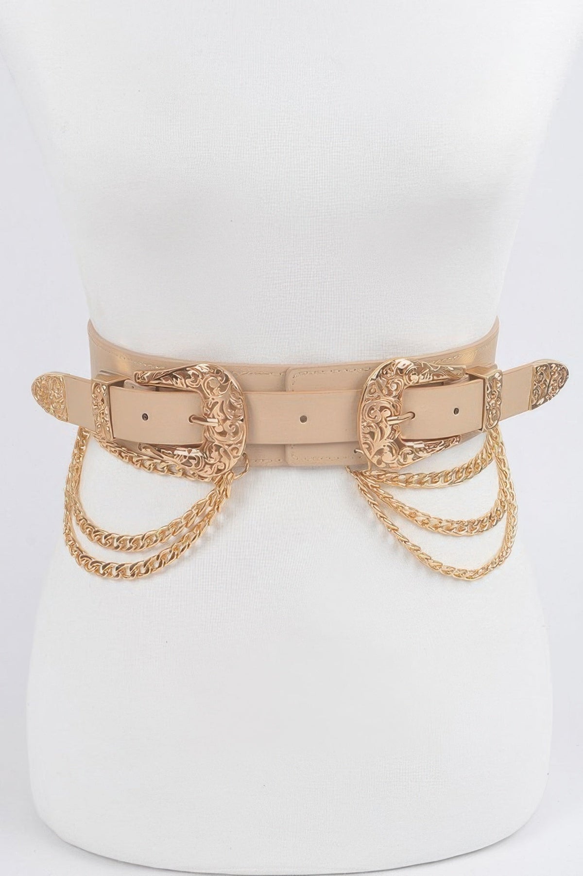 Multi Metal Chain Layered Stretch Belt