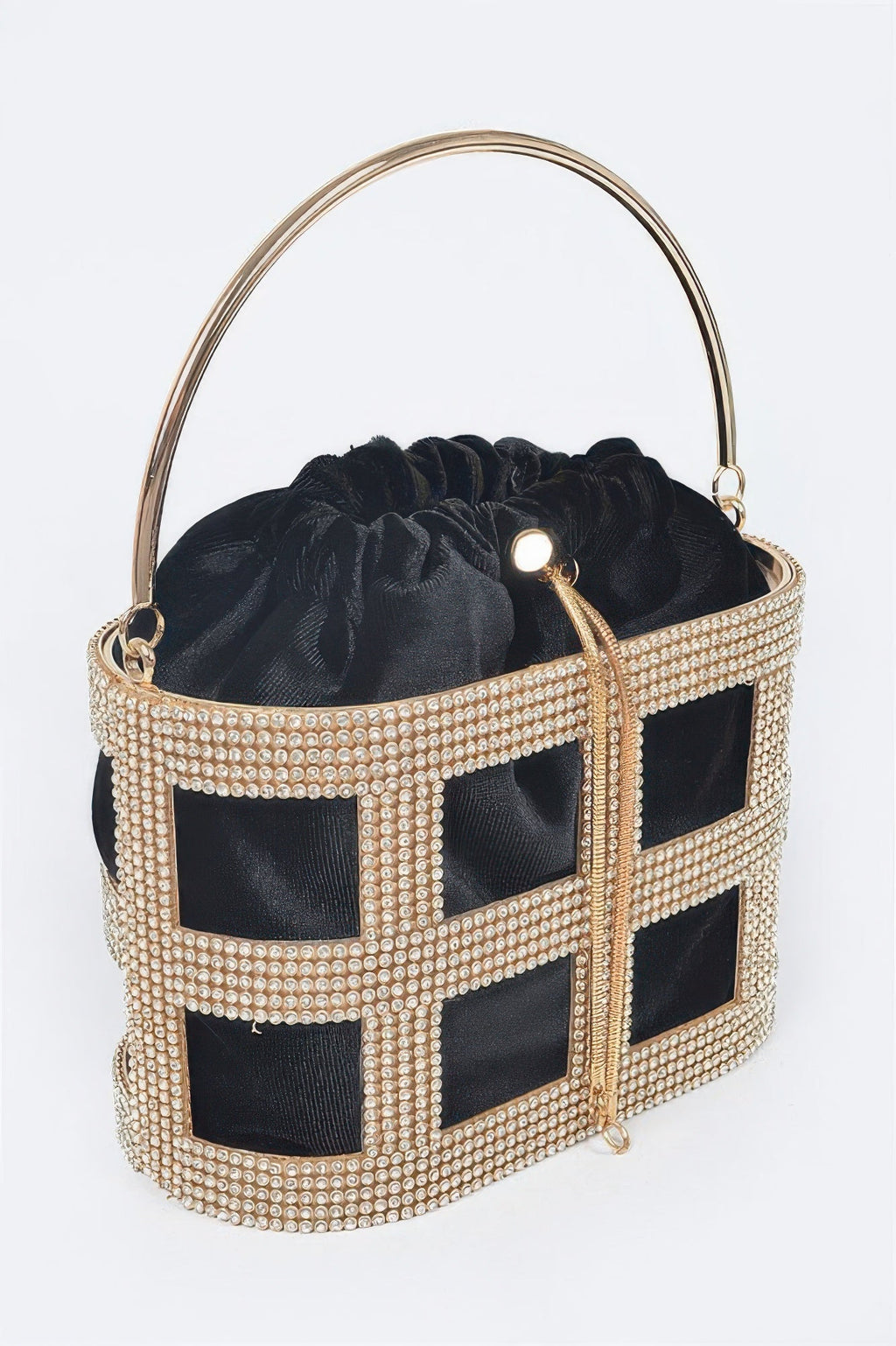 Rhinestone Frame Clutch W/metal Handle