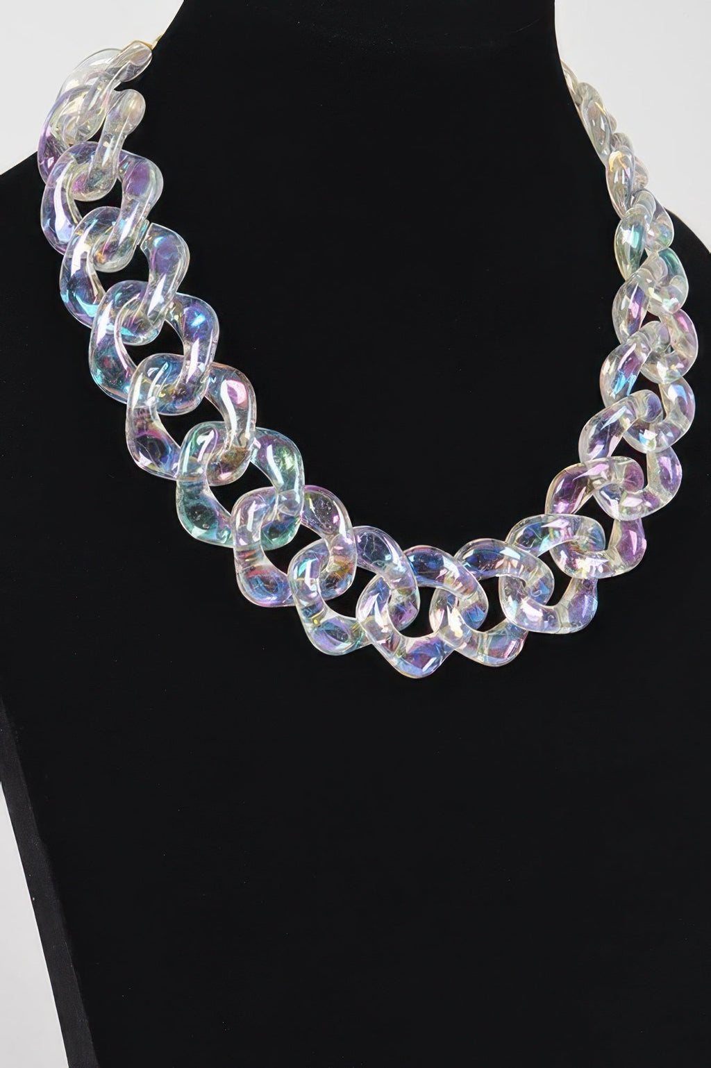 Oversized Ab Plastic Chain Necklace